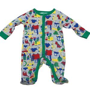 Lily & Jack Baby Romper 0-3 Months Gray Dinosaurs & Trucks Print